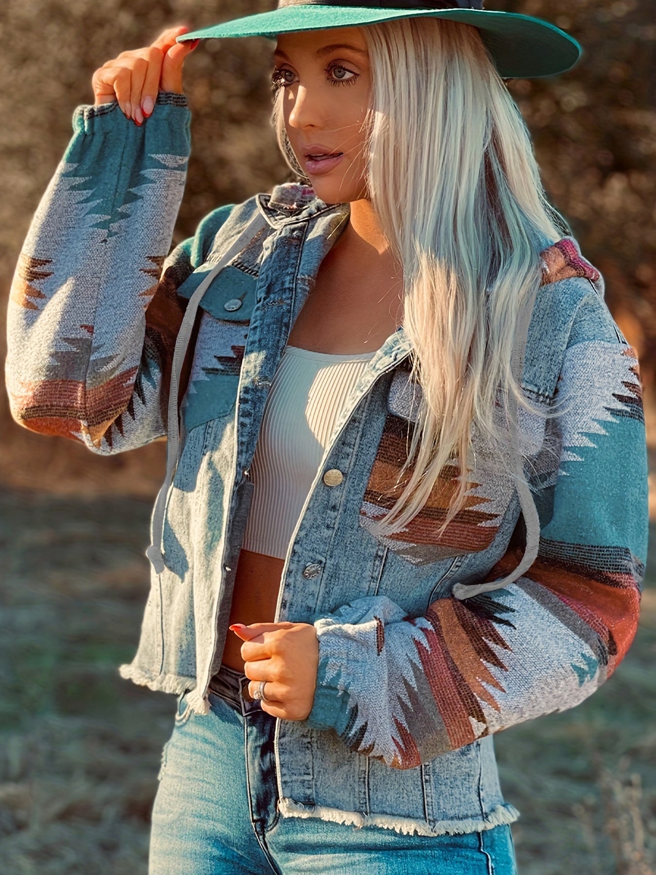 Fenella - Damen Jeansjacke Geometric