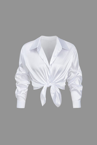 Florentine | Elegante Langarm-Bluse aus seidigem Satin
