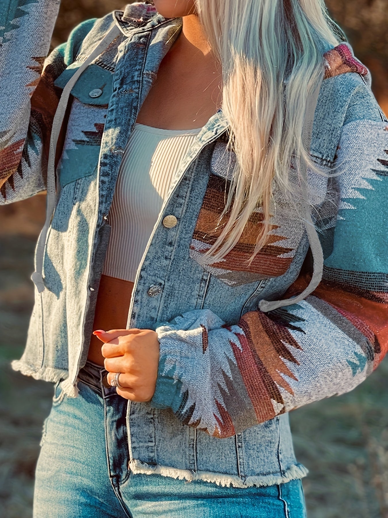 Fenella - Damen Jeansjacke Geometric
