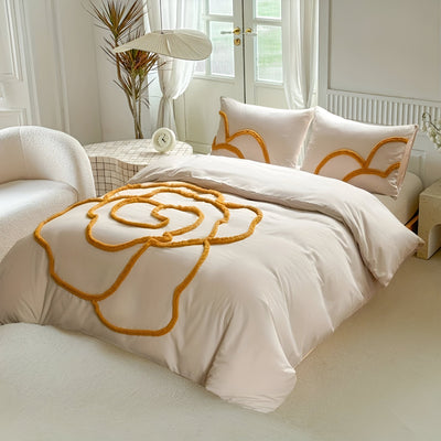 BlossomDream Set - Eleganter Getufteter Bettbezug Mit Floralem Design