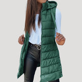 Martina | Winter Steppweste für Damen mit Kapuze in Grün