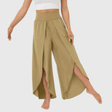 Magdalena | Damen Weit geschnittene Boho-Hose mit Schlitzdesign in Khaki