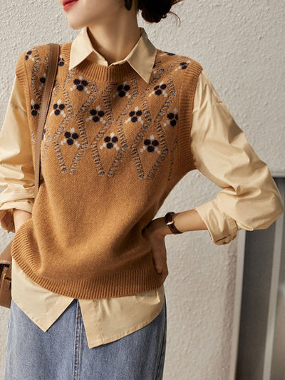 Pullover mit Strickweste