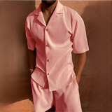 Junmar - Herren-Set mit Hemd und Shorts, lässig in Rose