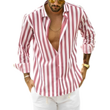 Roldan - Herren-Sommerhemd mit Streifenmuster in Rosa