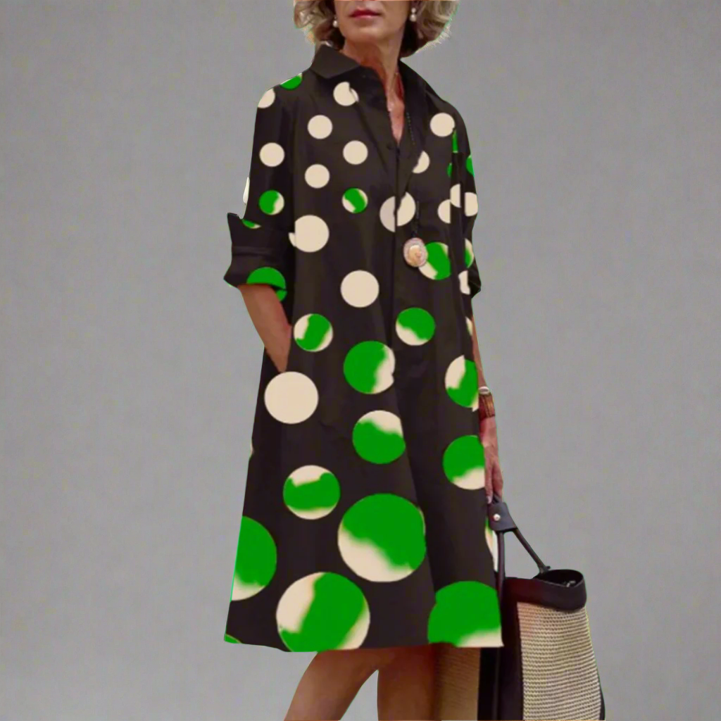 Nika | Handgefertigtes Premium-Midikleid mit Polka-Dots