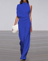 Isabel - Eleganter Jumpsuit mit Stehkragen in Blau