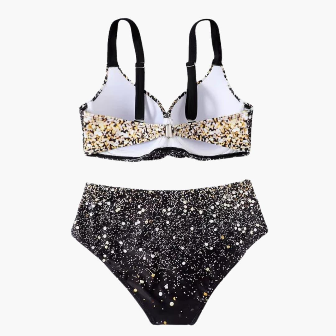 Damen Bikini Set mit Tropenprint – Hoher Bund und Bügel
