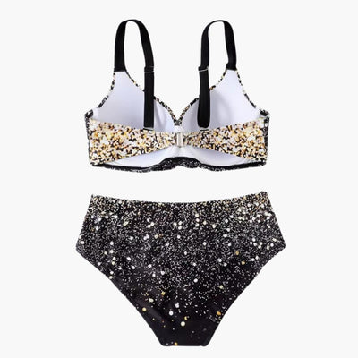 Damen Bikini Set mit Tropenprint – Hoher Bund und Bügel