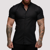 Oscar - Kurzärmeliges Hemd in Slim-Fit-Passform für Herren in Schwarz