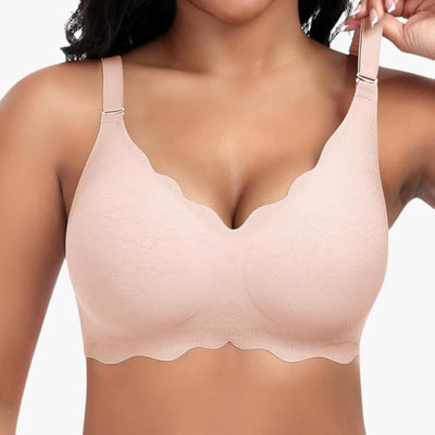 Damen bügelloser BH mit V-Ausschnitt und Spitzendetails