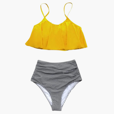 High Waist Bikini mit Rüschen - Damen Bademode Set Boho