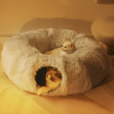 PurrNest Katzenbett - Faltbares Rundes Katzen Tunnelbett