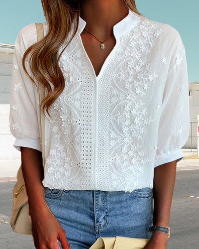 Yara | Weiße Bluse mit Puffärmeln