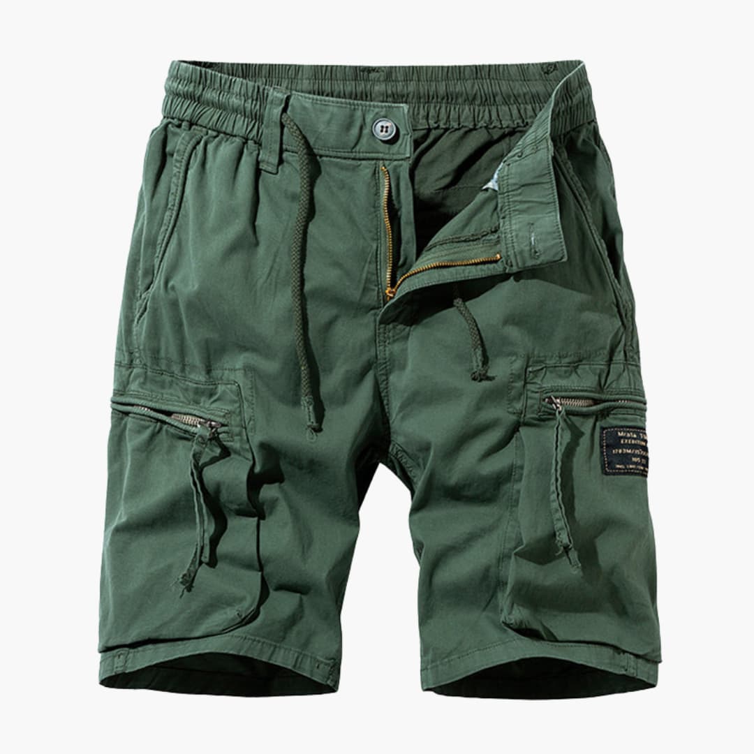Herren Sommer Cargoshorts mit Reißverschlusstaschen und Kordelzug