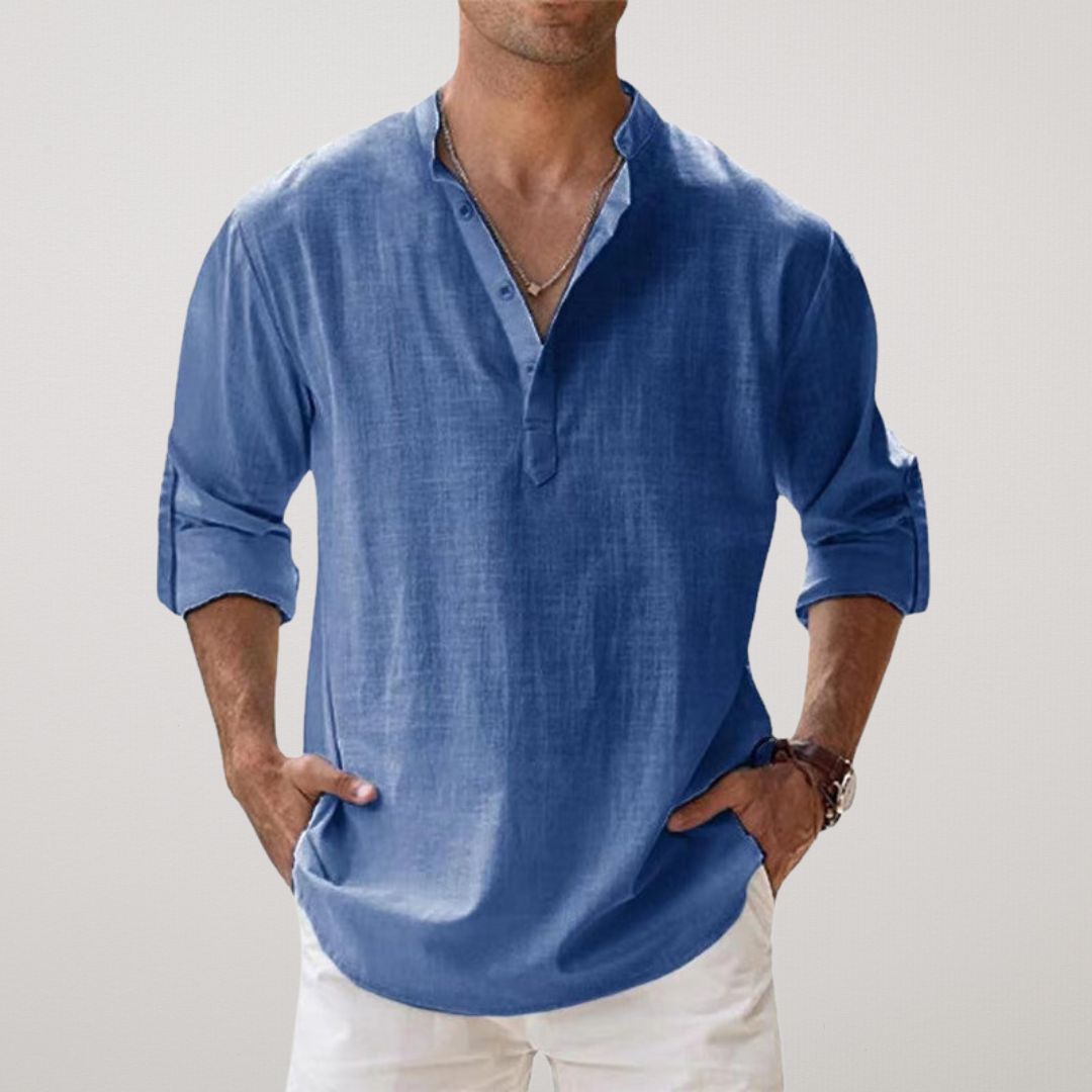 GUSTAV | HENLEY-SHIRT IM LEINEN-LOOK