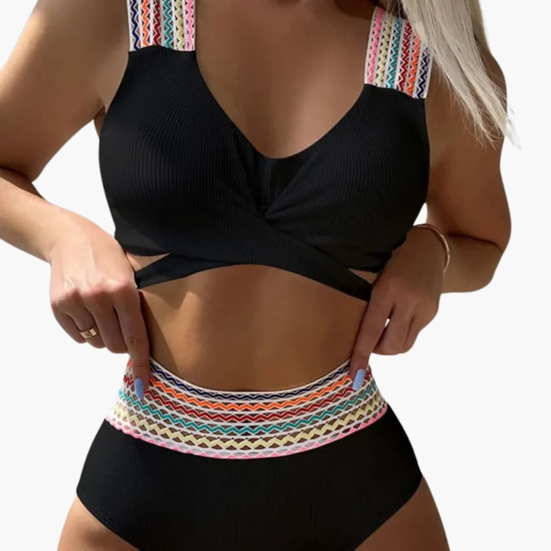 Gerippter High-Waist Bikini - Damen Zweiteiler für den Sommer
