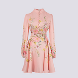 Saskia - Stilvolles Minikleid mit Knopfleiste für Damen in Rosa
