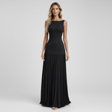 Elina | Damen Elegantes Plissee Maxi Kleid Formell – Plissee Maxi Elegant 2026 in Schwarz