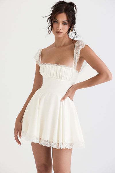 Paola - Kleid mit Spitzenärmeln und eckigem Ausschnitt