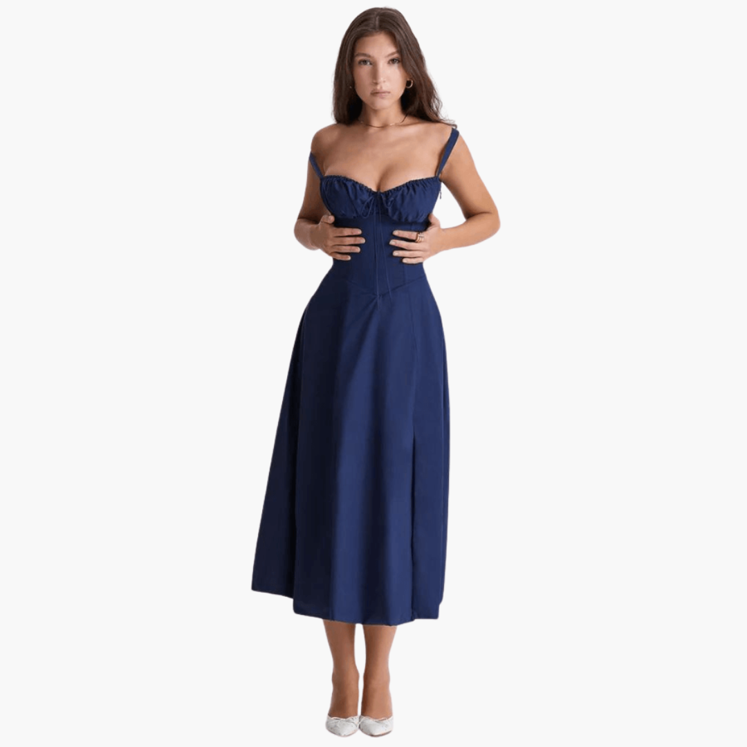 Midi Corsage Sommerkleid für Frauen - Blumenmuster Elegant