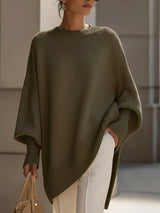 Annika | Damen Eleganter Oversized Pullover in Olivgrün