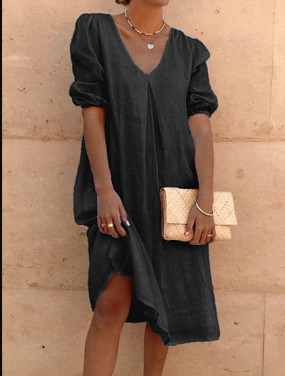 Dene - Lässiges Midi-Kleid mit V-Ausschnitt