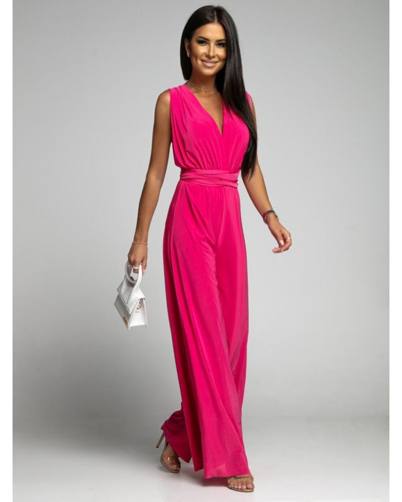 Rania - Damen Jumpsuit ärmellos mit V-Ausschnitt