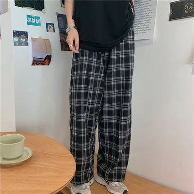 Rizza - Stilvolle Karrierte Hose mit weitem Bein