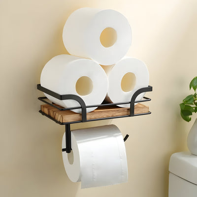 Toilet OrganizeMate - Holz-Wandpapierhalter und -Organizer