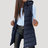 Martina | Winter Steppweste für Damen mit Kapuze in Marine