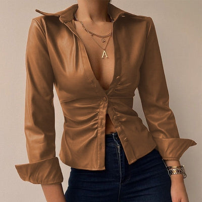 Melissa - Bluse mit Lederspleiß