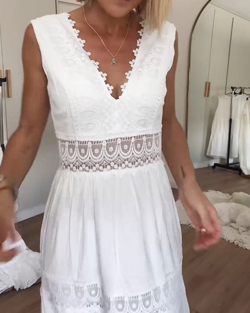 ALYSSA | Ärmelloses Midikleid mit Spitze