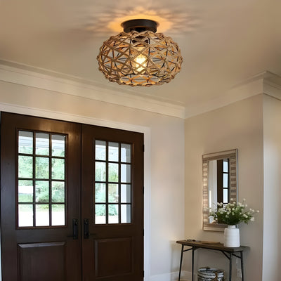 BohoGlow Nest - Küste Gewebt Hanfseil-Käfig Leuchte