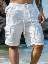 Raekwon – Leinen-Shorts Mit Elastischem Bund Und Kordelzug in Weiß