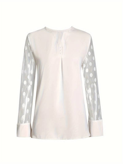 Amalia - Strickbluse Damen V-Ausschnitt Knopfleiste