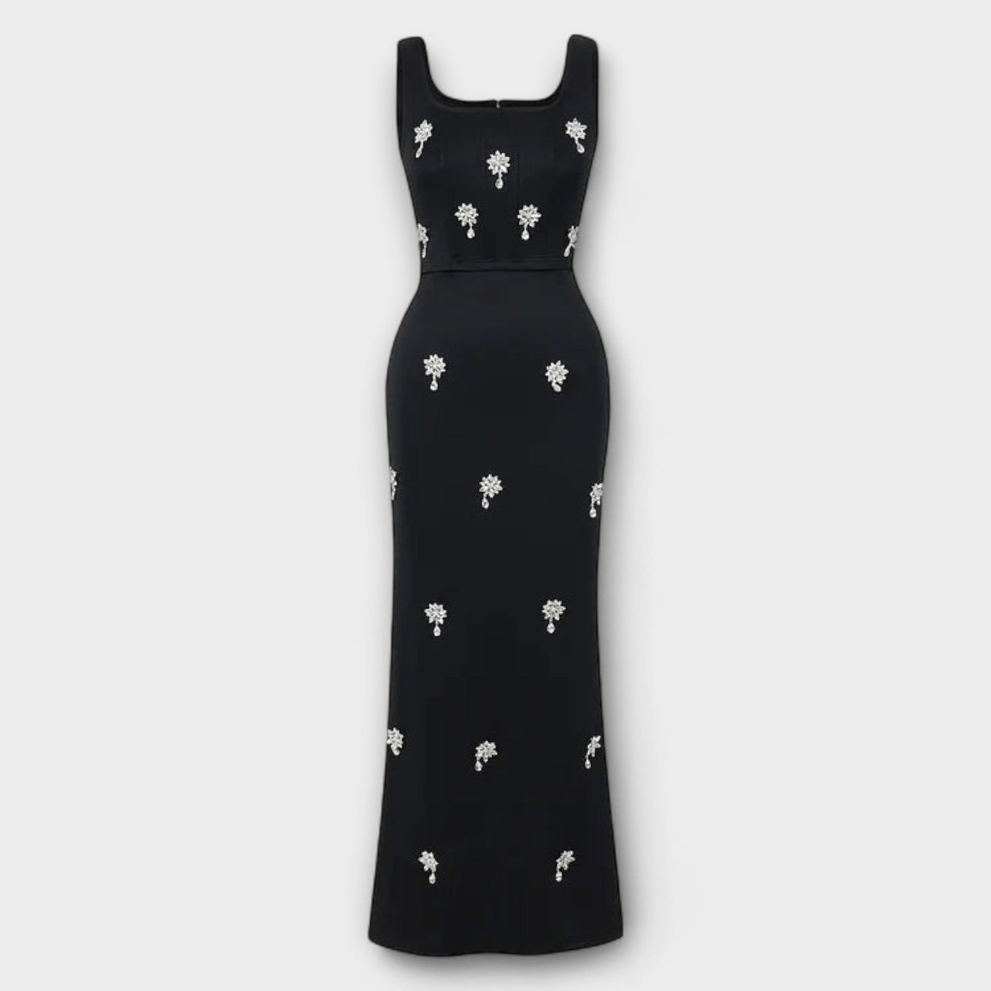 Aviane – Schwarzes Ensemble mit Perlen-Zipper-Top und Rock