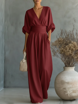 Ainslee - weicher, weit geschnittener Jumpsuit in Rot