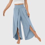 Magdalena | Damen Weit geschnittene Boho-Hose mit Schlitzdesign in Blau