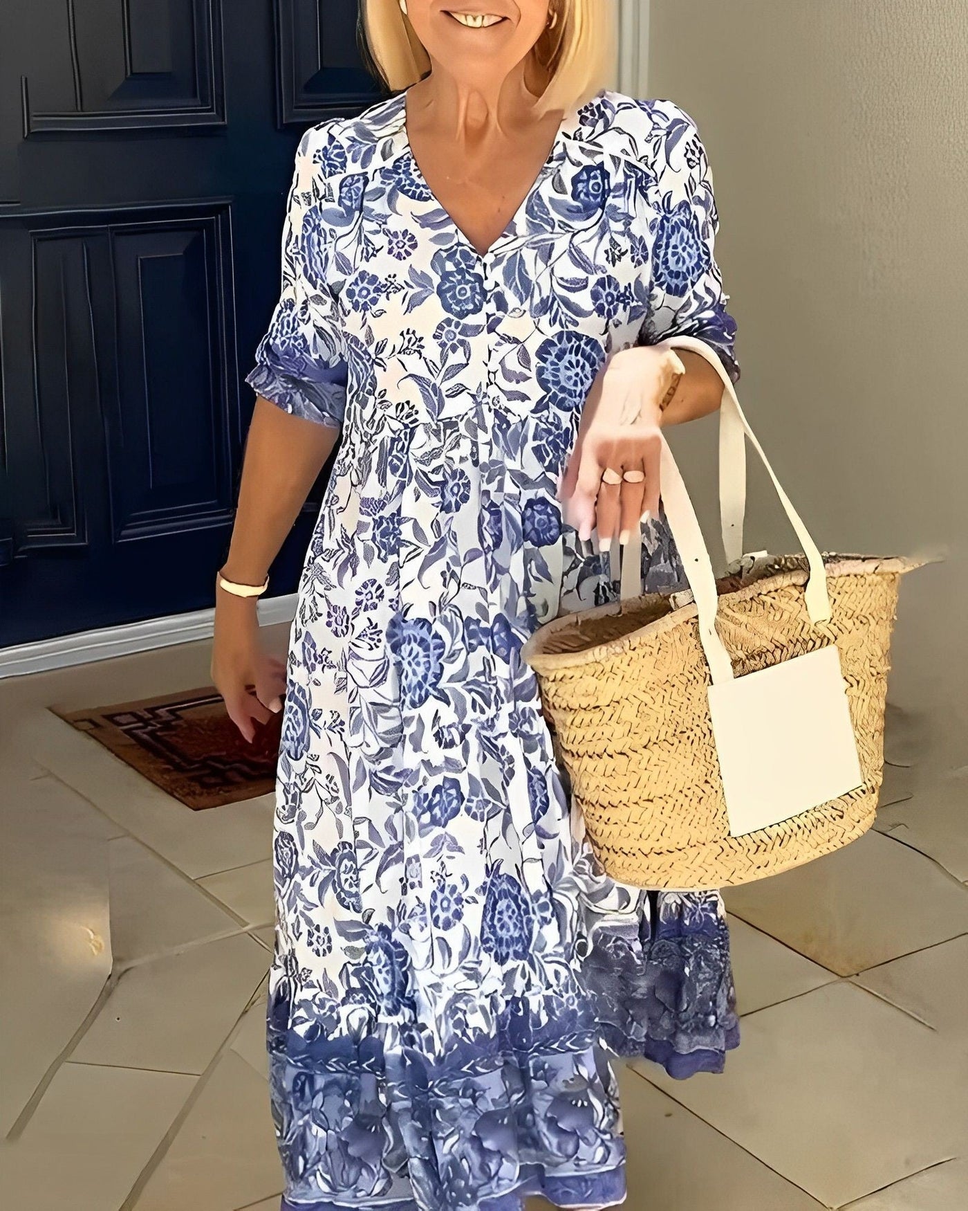 Karla - Elegantes geblümtes Maxikleid