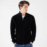 Lukas | Klassischer Strickpullover mit Half-Zip in Schwarz