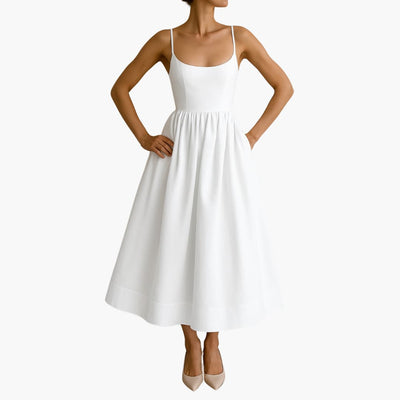 Midikleid Ärmelloses - Sommerkleid für Damen mit Faltenrock