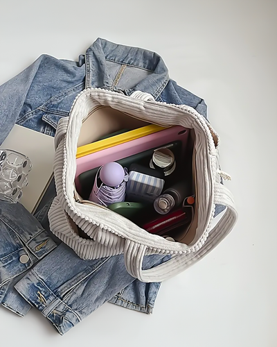 Sigrid  – Gerippte Tragetasche mit Kordel-Detail