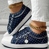 CARO | ELEGANTE DAMEN-SNEAKER MIT FLORALEN DETAILS in Dunkelblau | Geschlossen