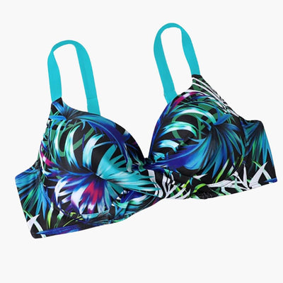 Damen Bikini Set mit Tropenprint – Hoher Bund und Bügel