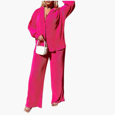 Eleganter Zweiteiler mit Plissee – Damen Sommer Outfit