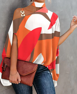 Silvermist | Einzigartige Elegante Bluse in Weiß-orange-rot