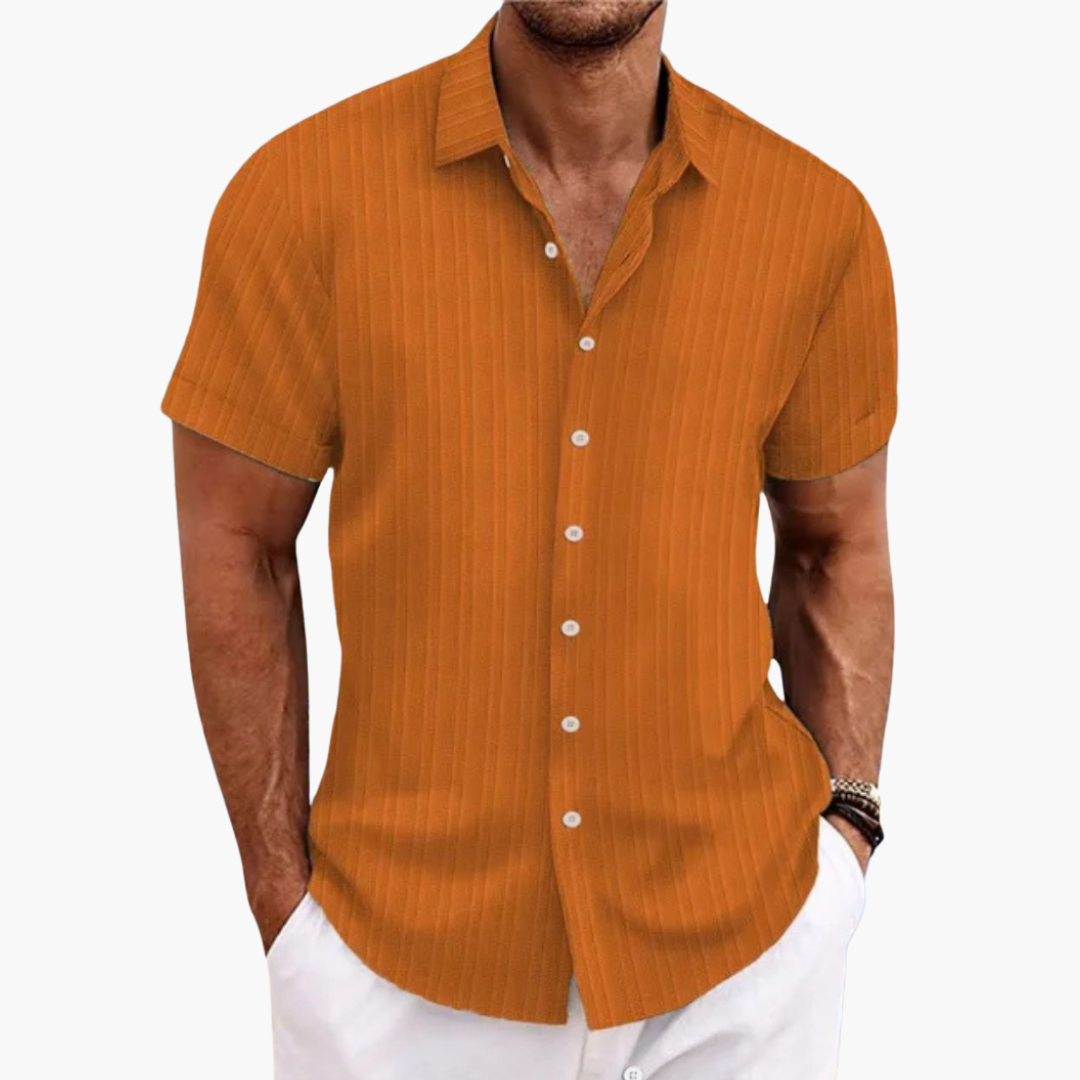 Olaf | Herren Lässiges Gestreiftes Kurzarmhemd