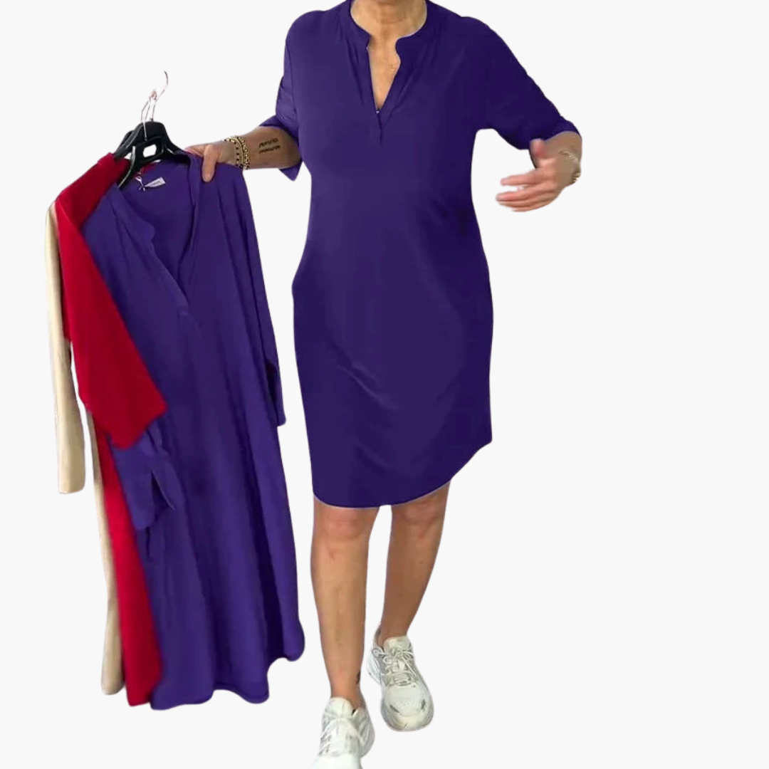 Helga | Schlichtes V-Ausschnitt Kleid