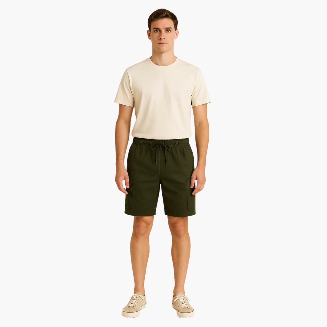 Herren Leinen Sommer Shorts mit Cargo- und Seitentaschen